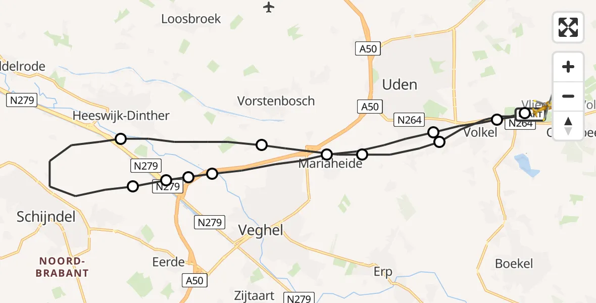 Vluchtroute Traumahelikopter Vliegbasis Volkel - Vliegbasis Volkel, 01 augustus 2022, 23:54
