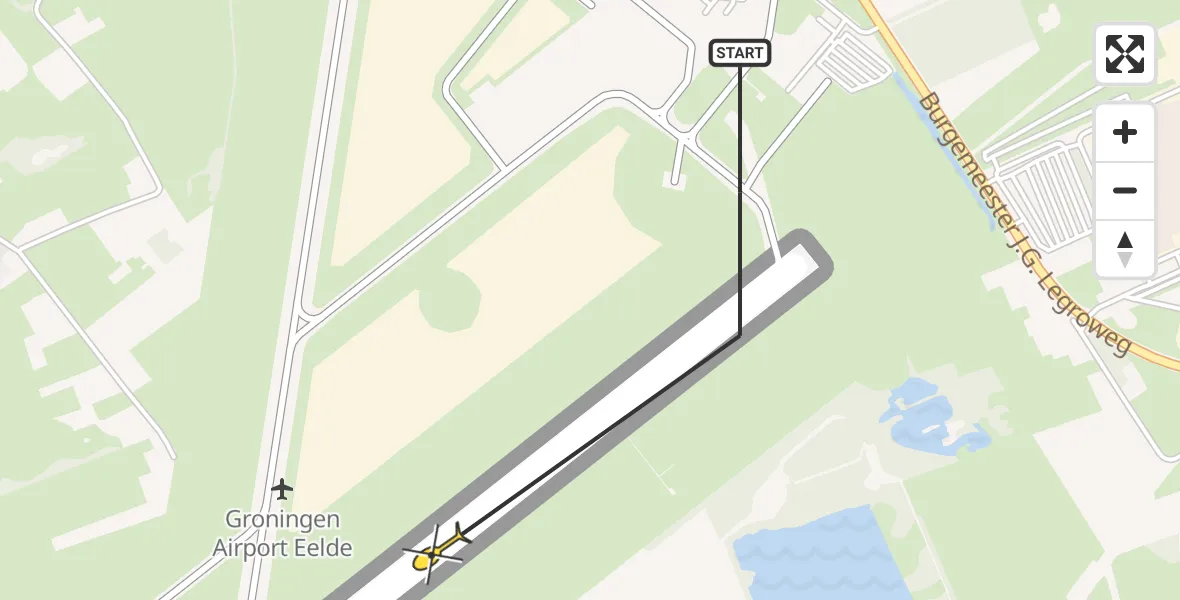 Routekaart van de vlucht: Traumahelikopter naar Groningen Airport Eelde