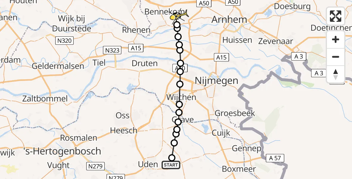 Routekaart van de vlucht: Lifeliner 3 naar Renkum