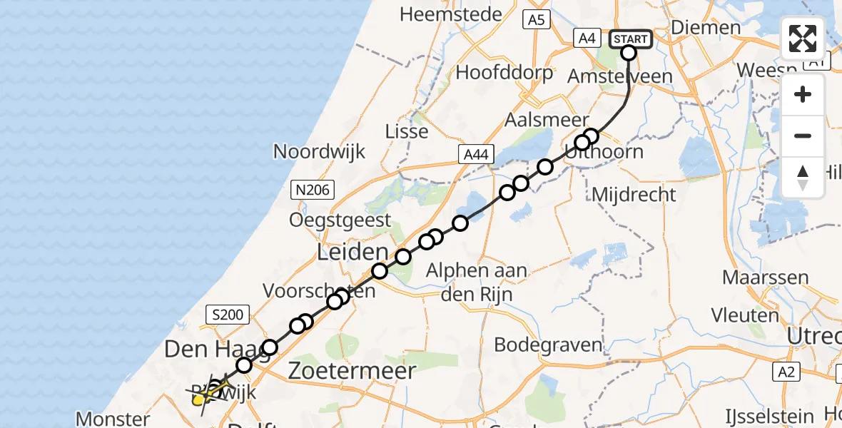 Routekaart van de vlucht: Lifeliner 1 naar Rijswijk