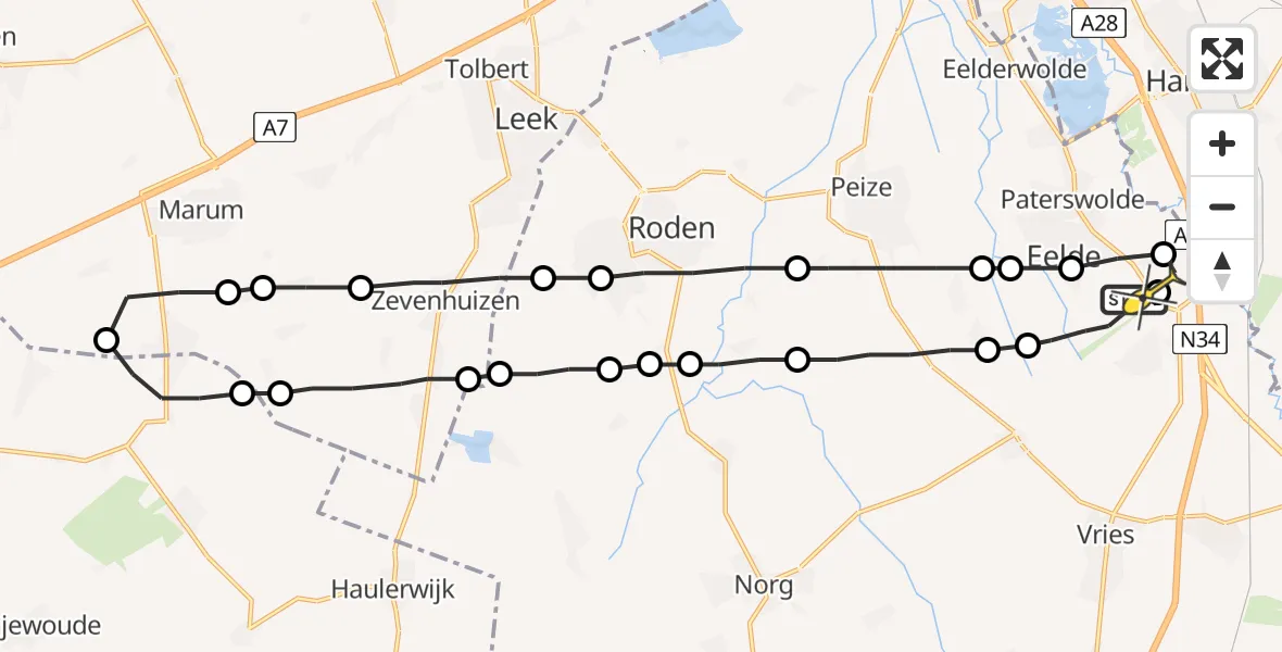 Routekaart van de vlucht: Lifeliner 4 naar Groningen Airport Eelde