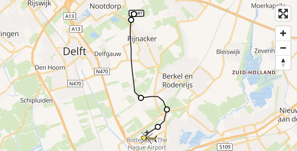 Routekaart van de vlucht: Lifeliner 2 naar Rotterdam The Hague Airport