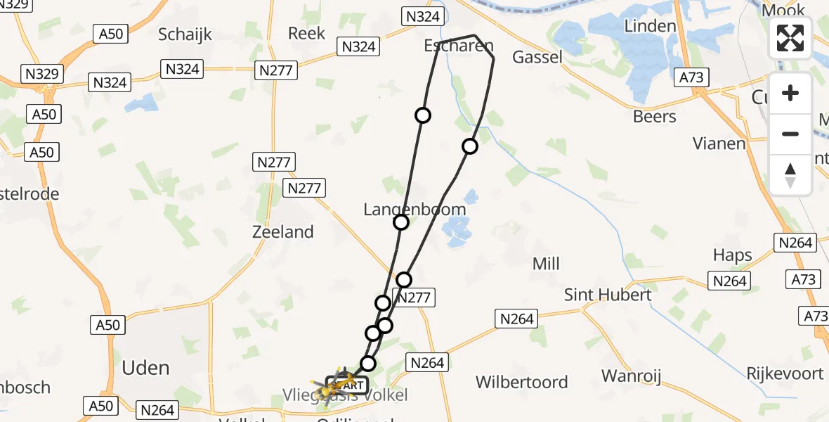 Vluchtroute Traumahelikopter Vliegbasis Volkel - Vliegbasis Volkel, 02 augustus 2022, 23:58