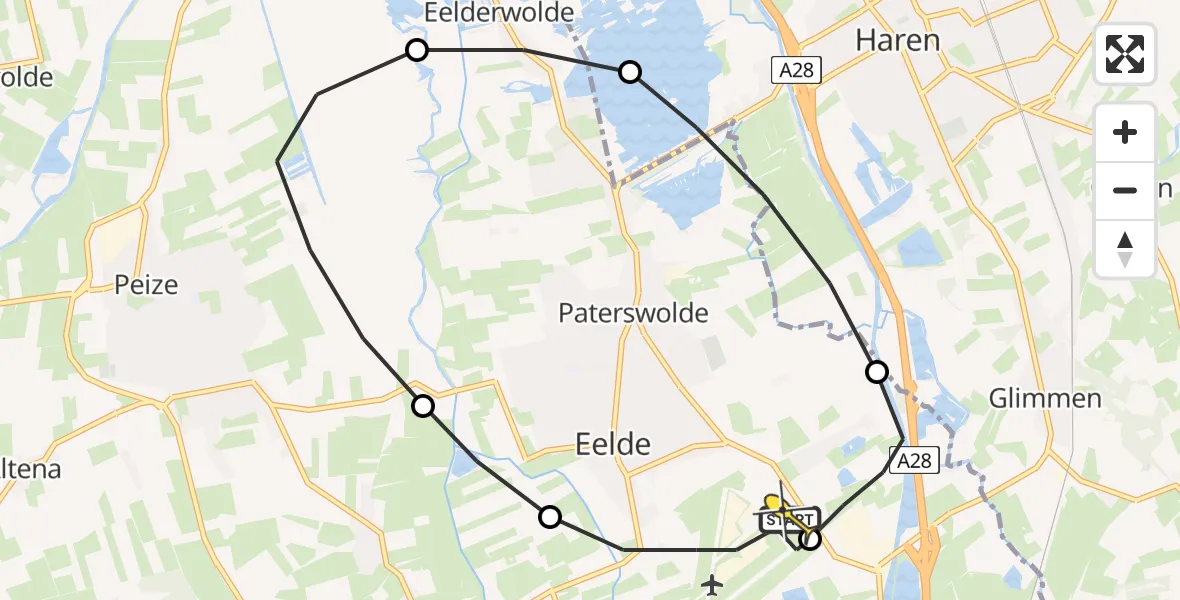 Routekaart van de vlucht: Lifeliner 4 naar Groningen Airport Eelde
