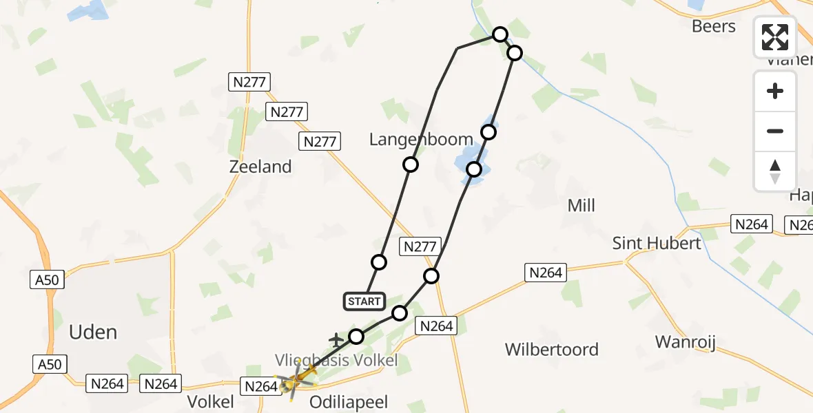Vluchtroute Traumahelikopter Vliegbasis Volkel - Vliegbasis Volkel, 03 augustus 2022, 08:39
