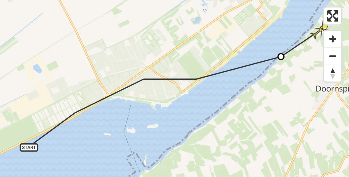 Routekaart van de vlucht: Ambulancehelikopter naar Elburg