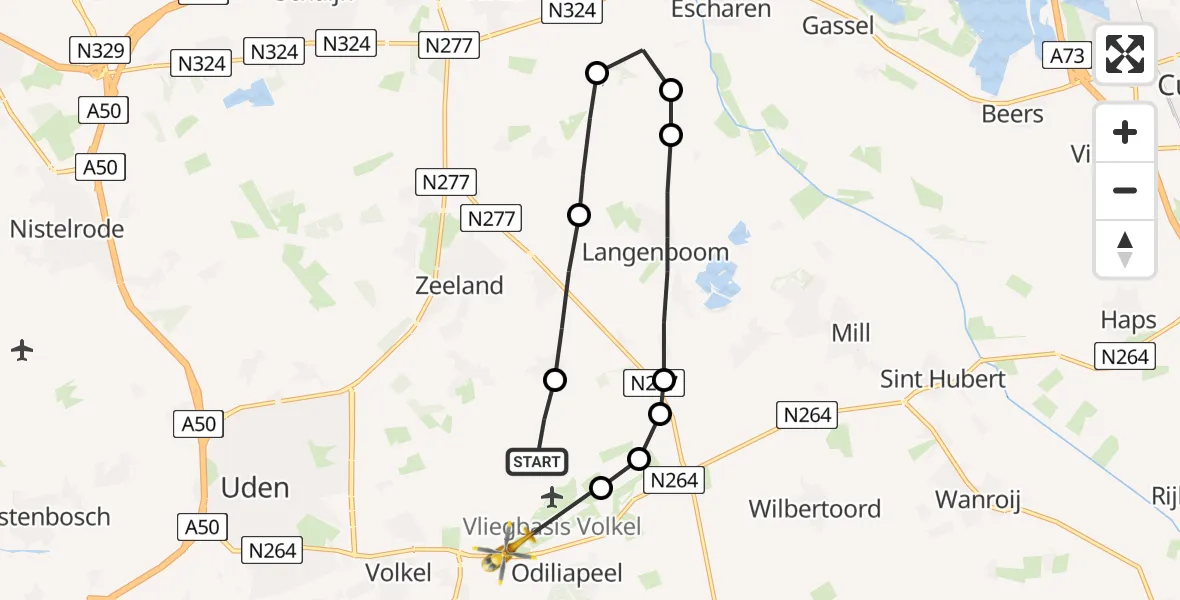 Vluchtroute Traumahelikopter Vliegbasis Volkel - Vliegbasis Volkel, 03 augustus 2022, 11:11