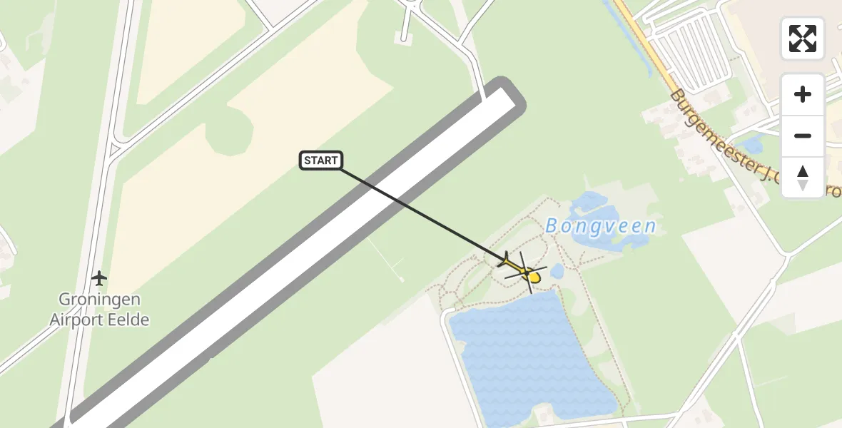 Routekaart van de vlucht: Traumahelikopter naar Groningen Airport Eelde