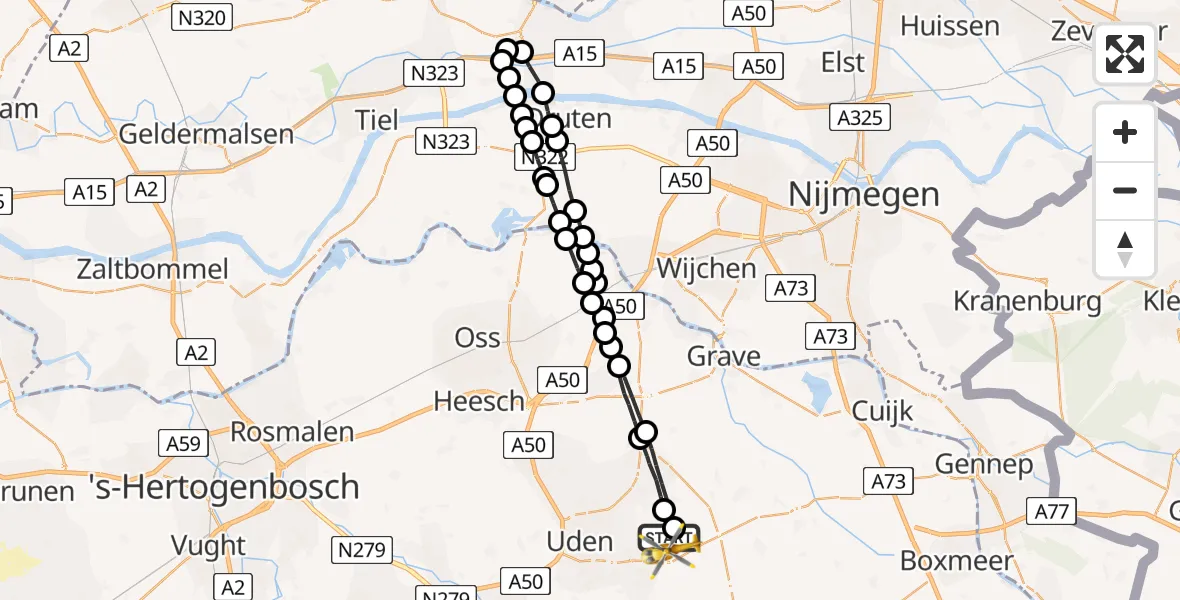 Vluchtroute Traumahelikopter Vliegbasis Volkel - Vliegbasis Volkel, 03 augustus 2022, 13:09