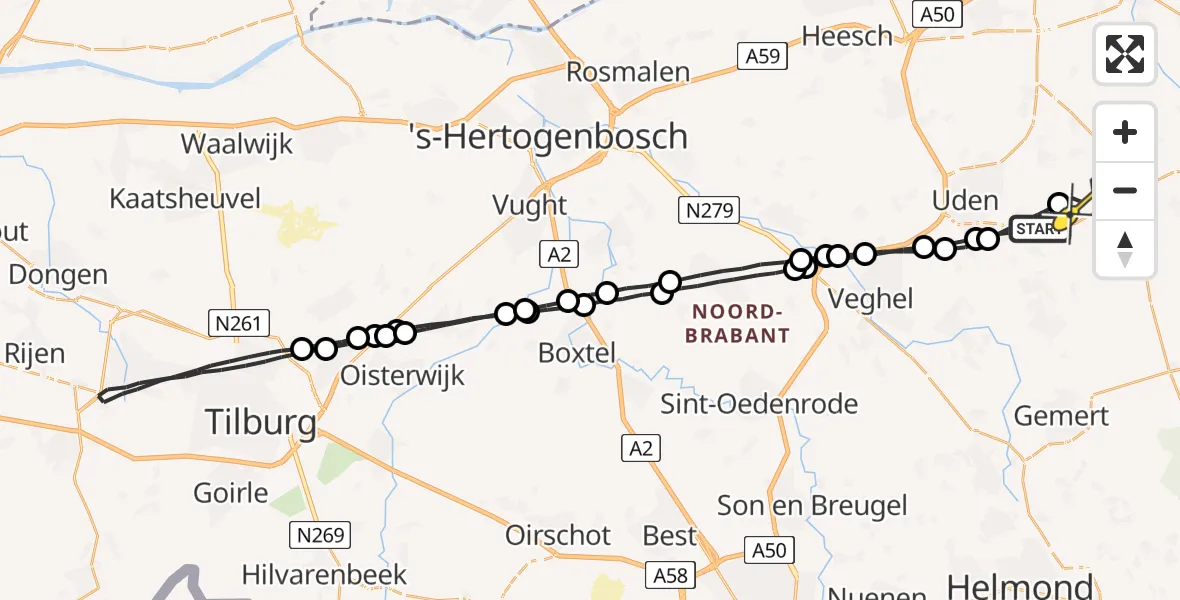 Routekaart van de vlucht: Lifeliner 3 naar Vliegbasis Volkel