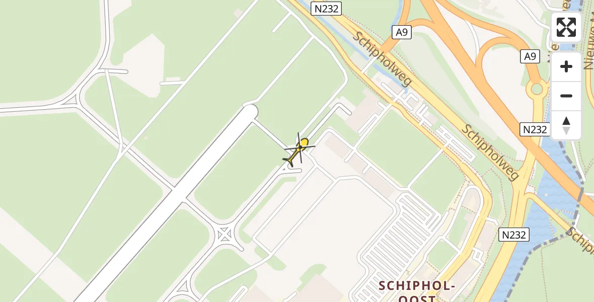 Vluchtroute Politiehelikopter van Schiphol naar Schiphol