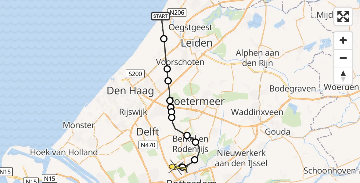 Routekaart van de vlucht: Lifeliner 2 naar Rotterdam The Hague Airport