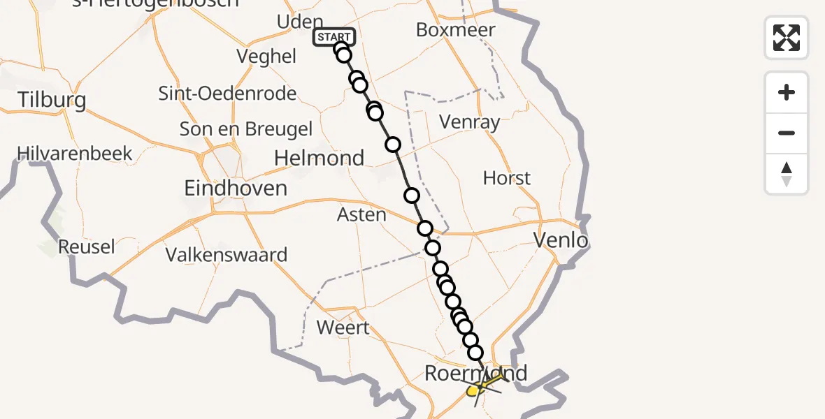 Routekaart van de vlucht: Lifeliner 3 naar Roermond