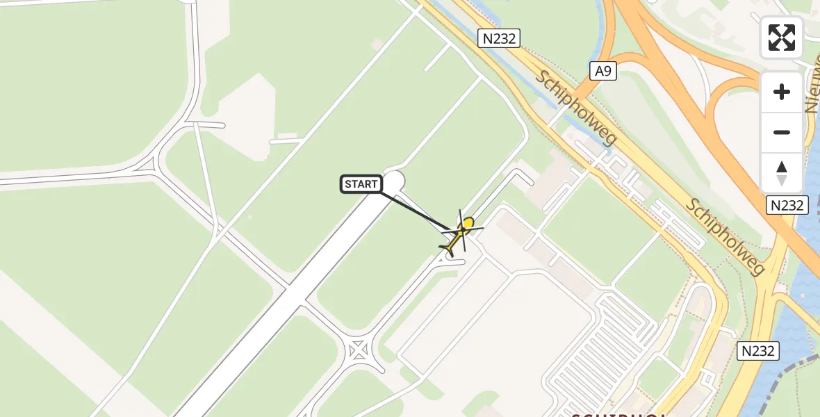 Vluchtroute Politiehelikopter van Schiphol naar Schiphol