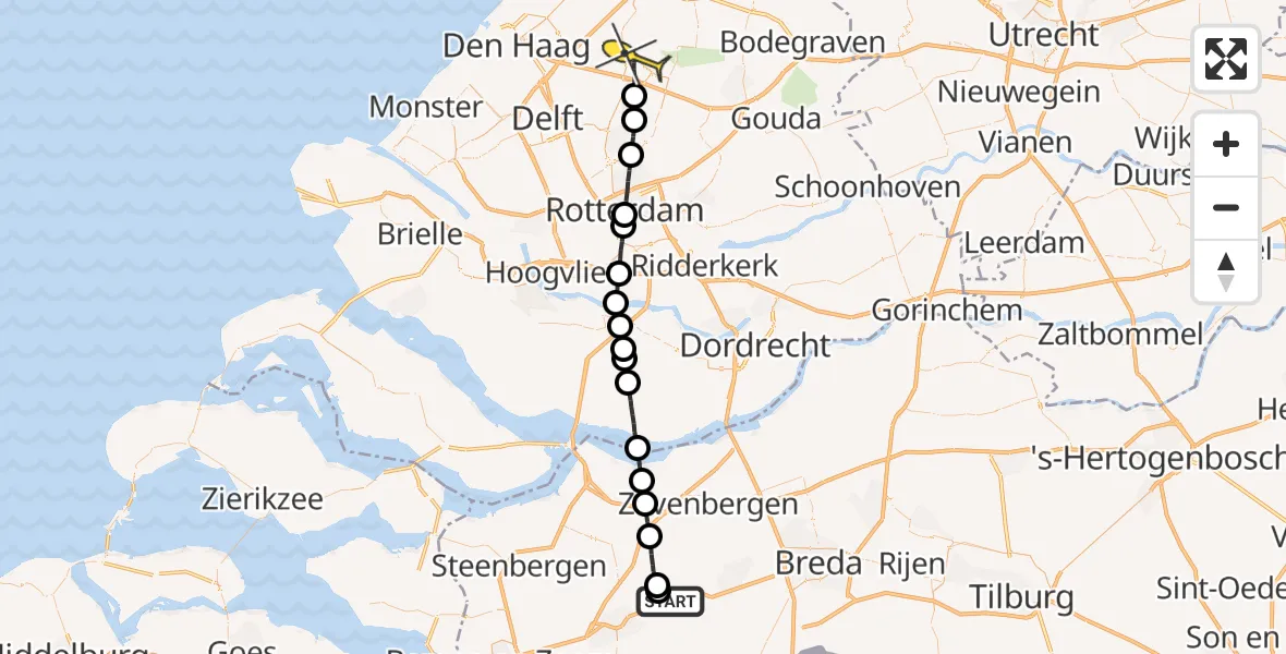 Routekaart van de vlucht: Lifeliner 2 naar Zoetermeer