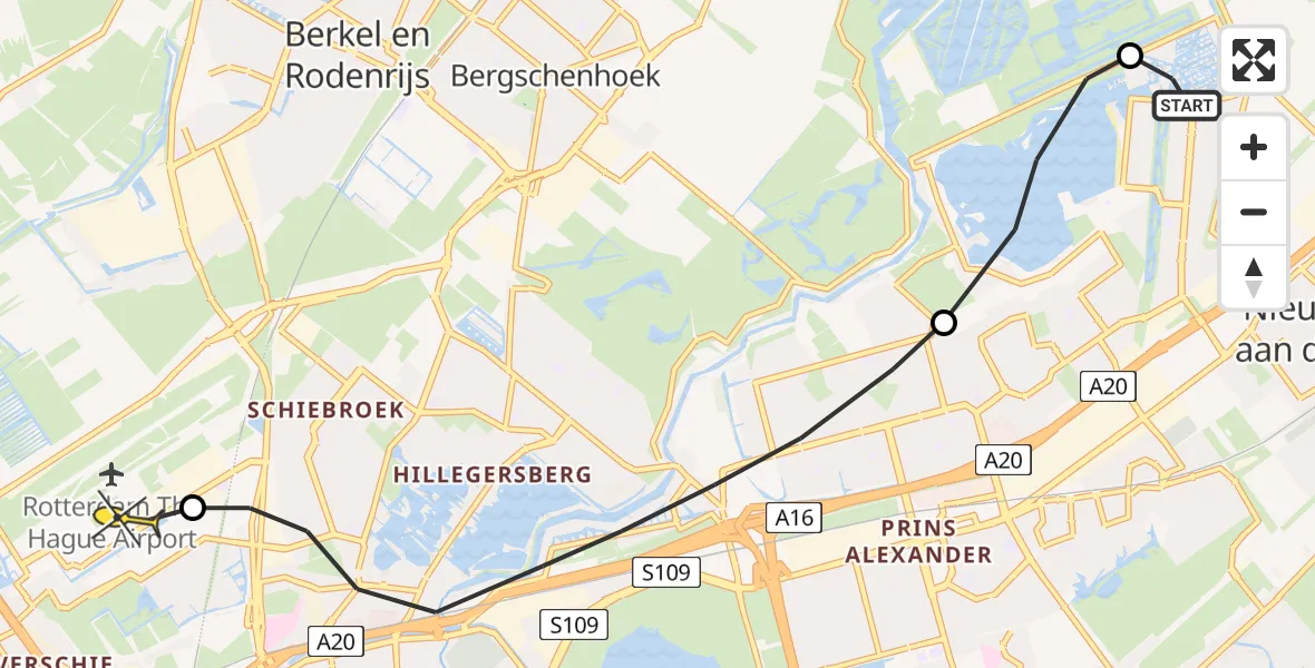 Routekaart van de vlucht: Lifeliner 2 naar Rotterdam The Hague Airport