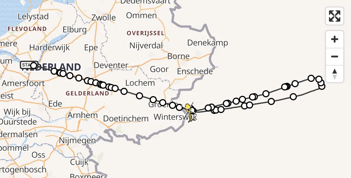 Routekaart van de vlucht: Politiehelikopter naar 
