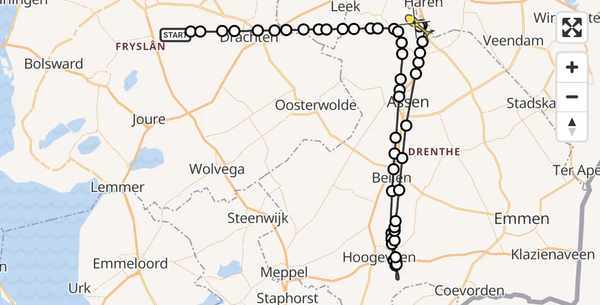 Routekaart van de vlucht: Lifeliner 4 naar Groningen Airport Eelde