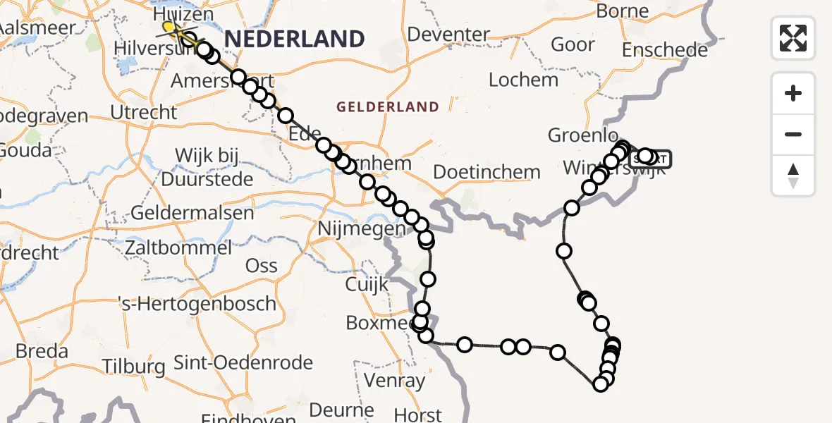 Routekaart van de vlucht: Politieheli naar Eemnes