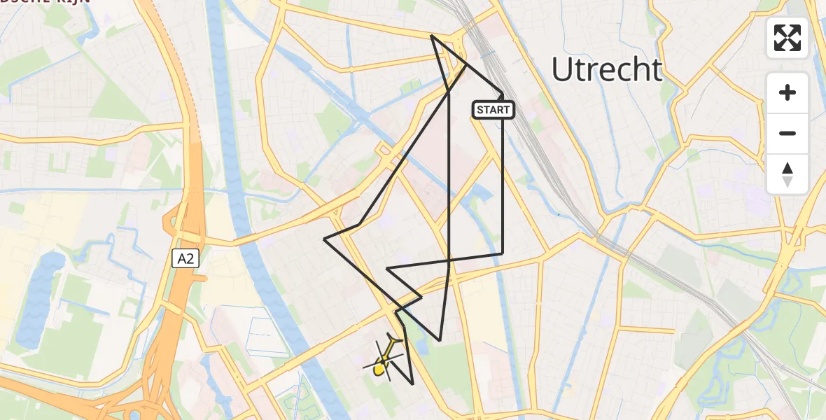 Routekaart van de vlucht: Politieheli naar Utrecht