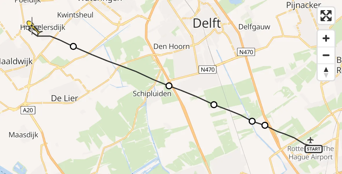 Routekaart van de vlucht: Lifeliner 2 naar Honselersdijk