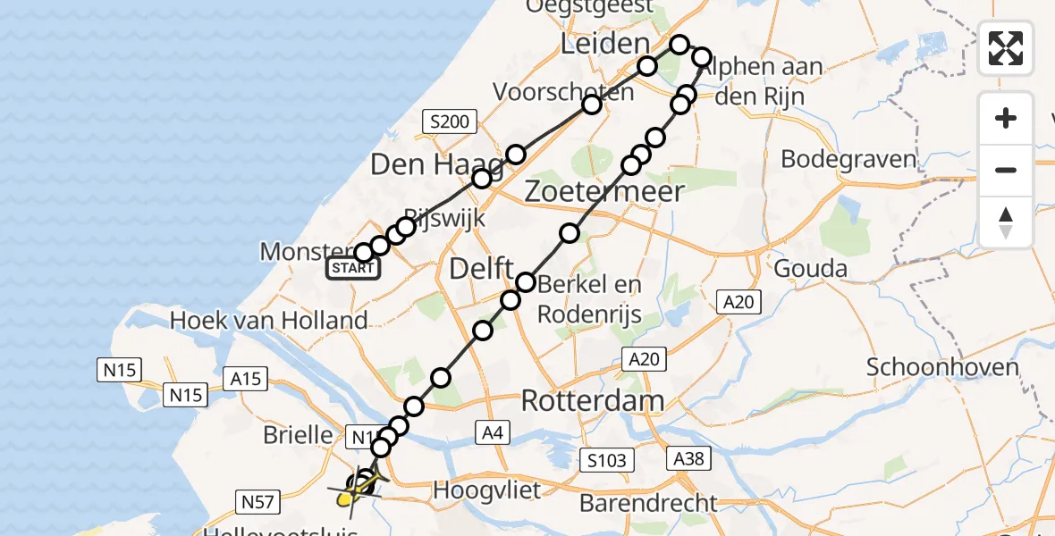 Routekaart van de vlucht: Lifeliner 2 naar Heenvliet