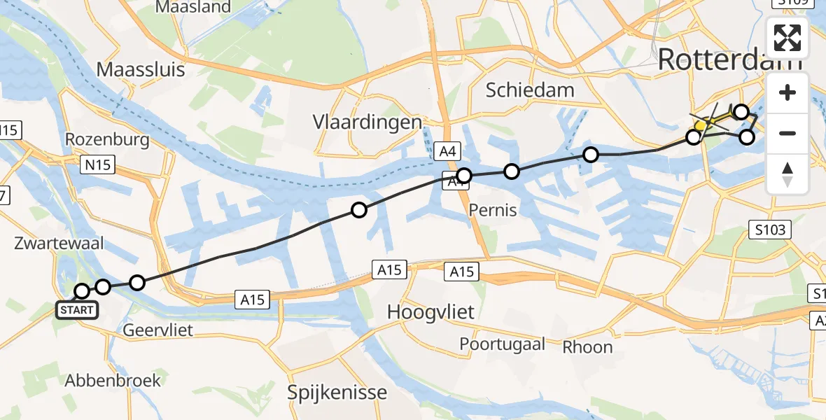 Routekaart van de vlucht: Lifeliner 2 naar Erasmus MC