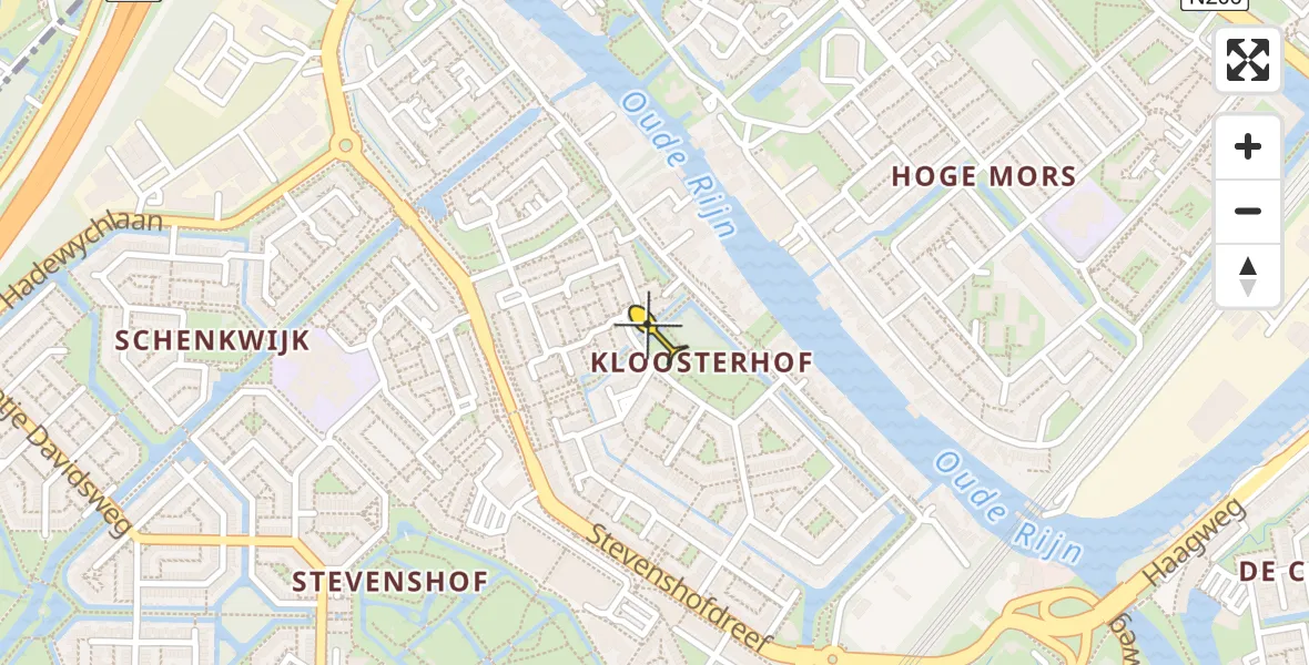 Vluchtroute Traumahelikopter van Leiden naar Leiden