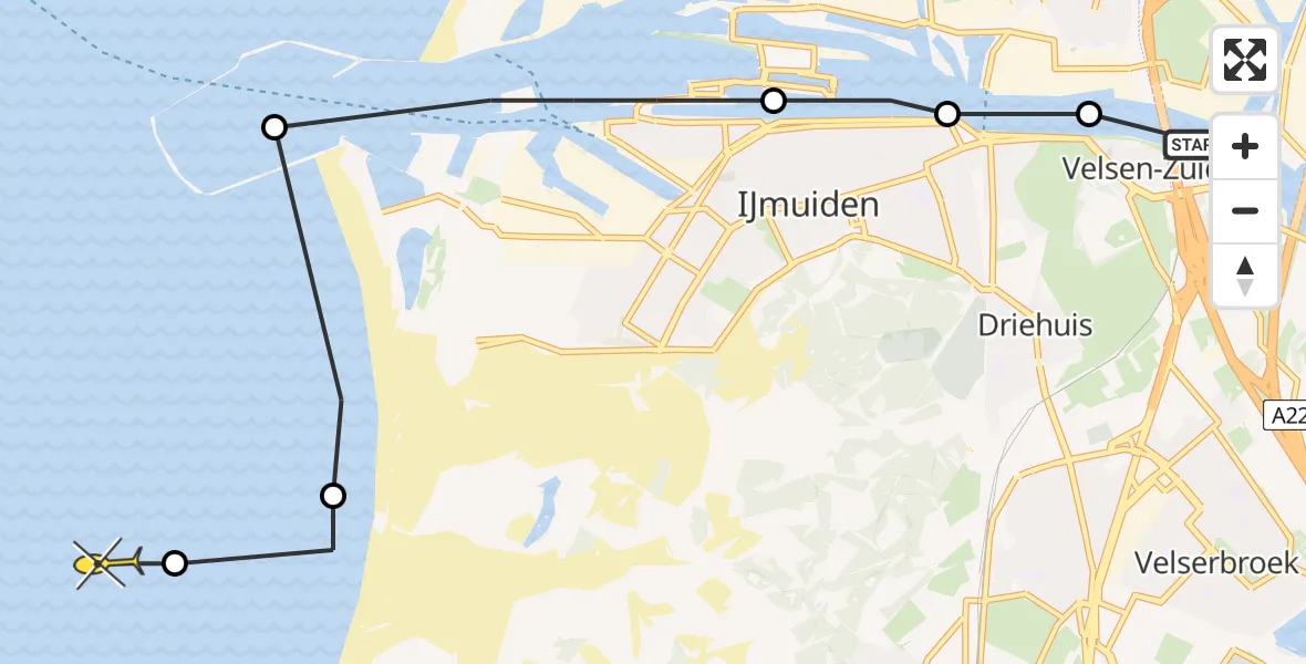 Routekaart van de vlucht: Politieheli naar 