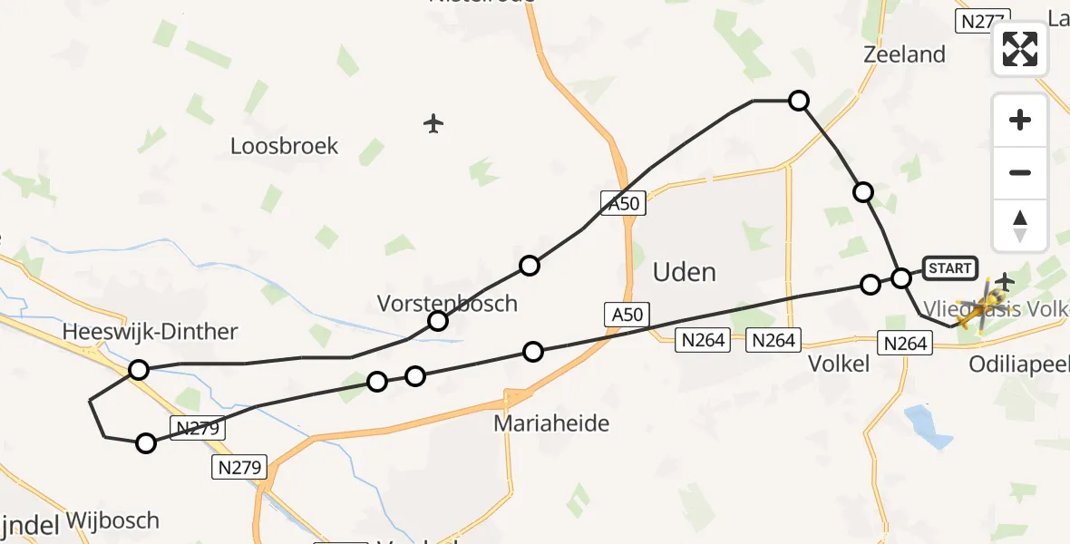 Vluchtroute Traumahelikopter Vliegbasis Volkel - Vliegbasis Volkel, 05 augustus 2022, 07:38