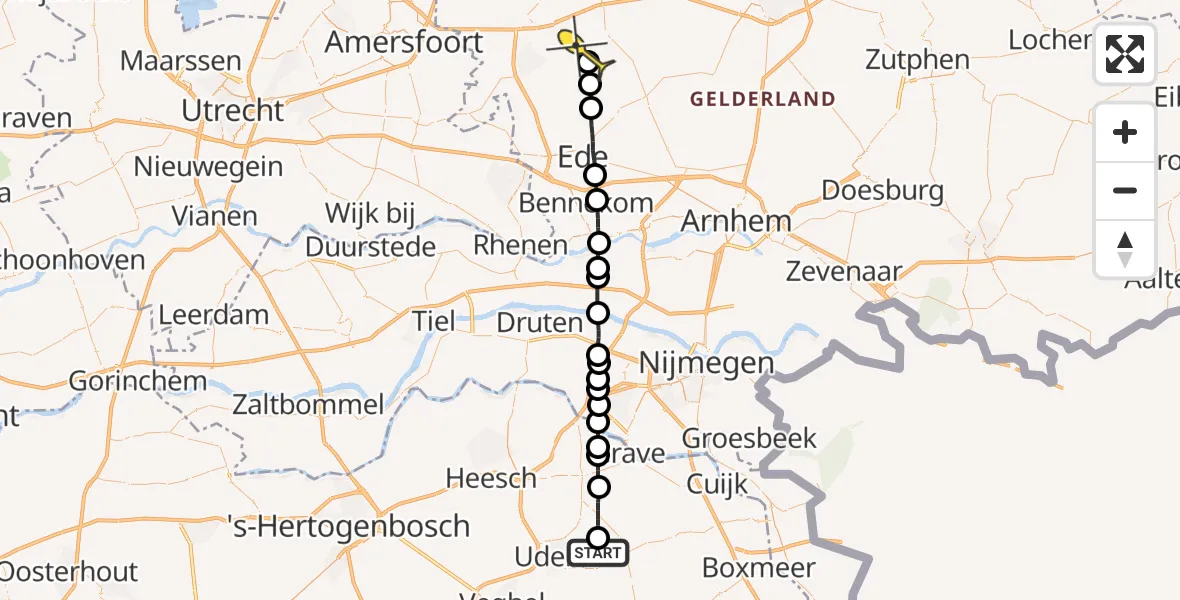 Routekaart van de vlucht: Lifeliner 3 naar Kootwijkerbroek