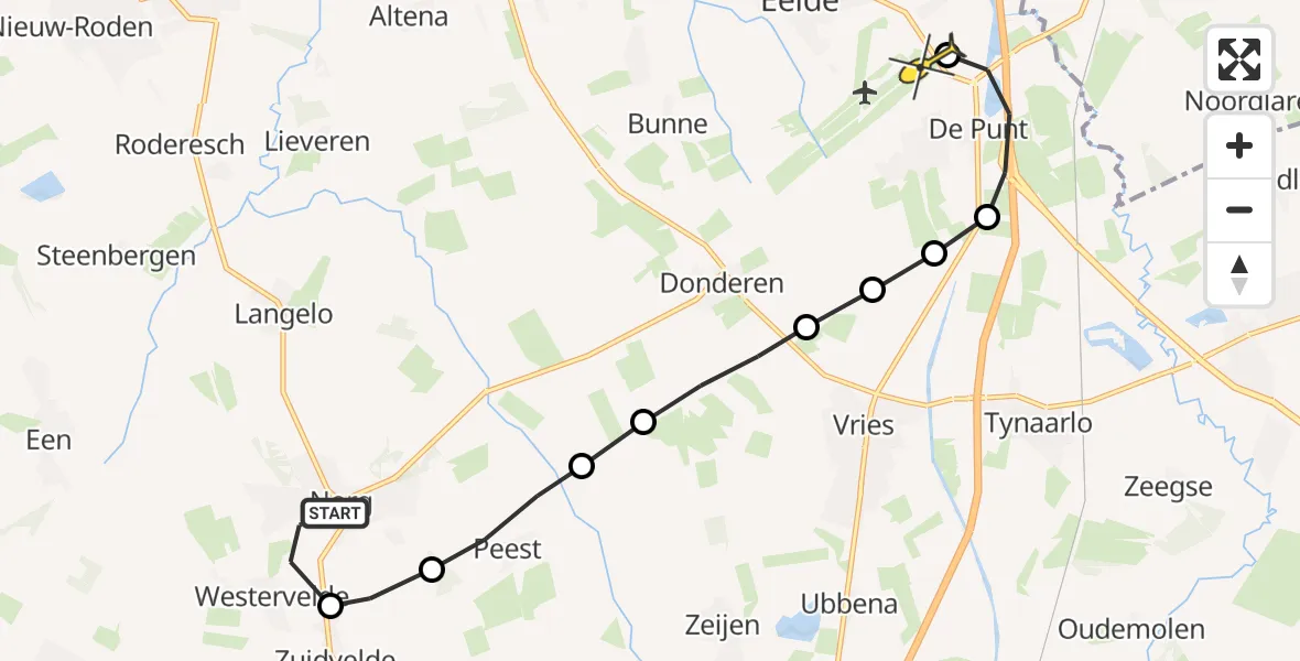 Routekaart van de vlucht: Lifeliner 4 naar Groningen Airport Eelde