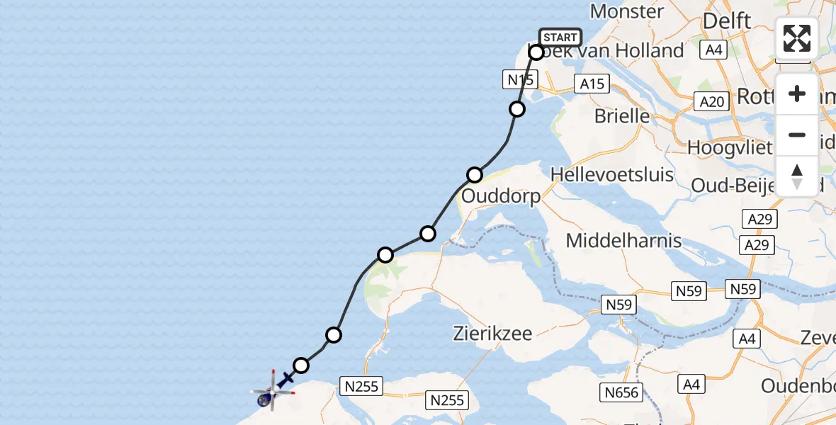 Vluchtroute Politiehelikopter Hoek van Holland - , 05 augustus 2022, 10:54