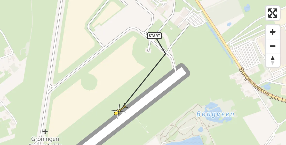 Routekaart van de vlucht: Traumahelikopter naar Groningen Airport Eelde