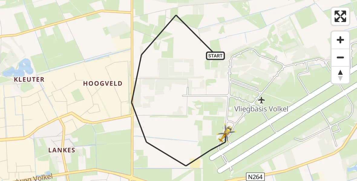 Vluchtroute Traumahelikopter Vliegbasis Volkel - Vliegbasis Volkel, 05 augustus 2022, 13:59