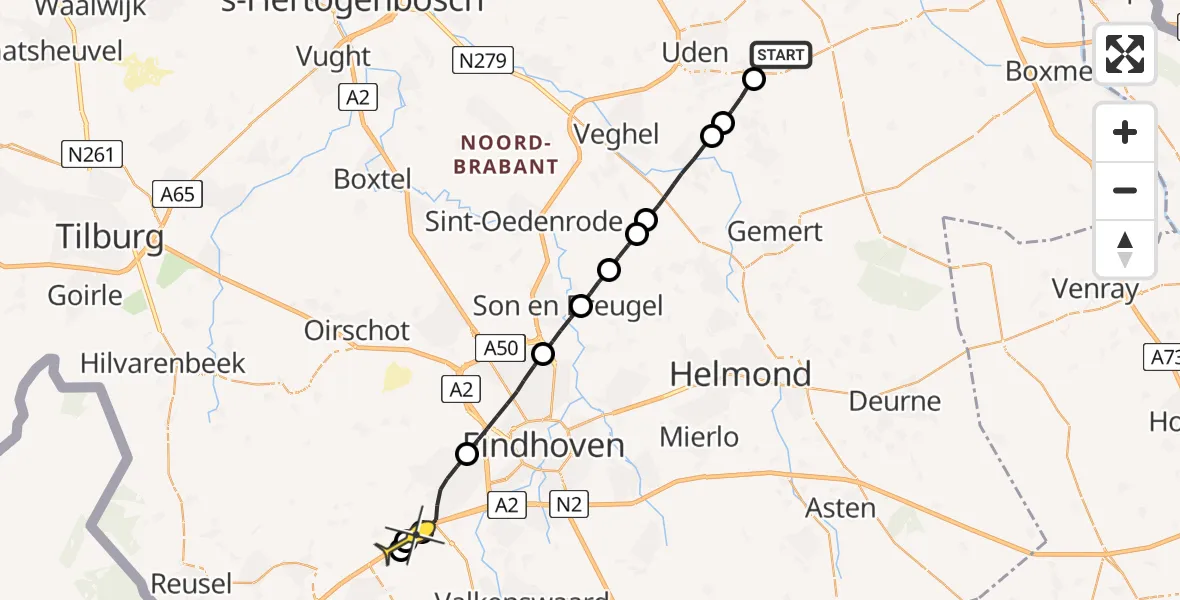 Routekaart van de vlucht: Lifeliner 3 naar Knegsel
