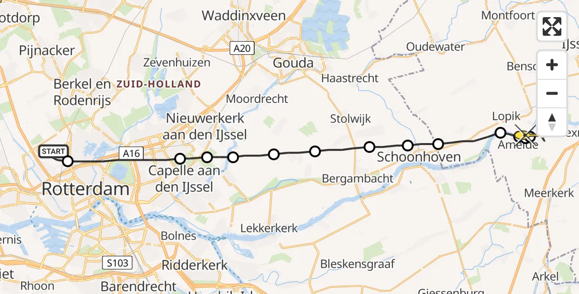 Routekaart van de vlucht: Lifeliner 2 naar Lexmond