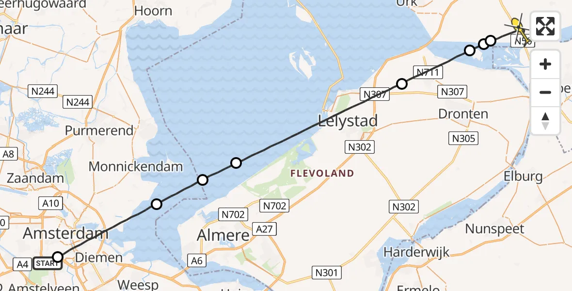 Routekaart van de vlucht: Lifeliner 1 naar Ens