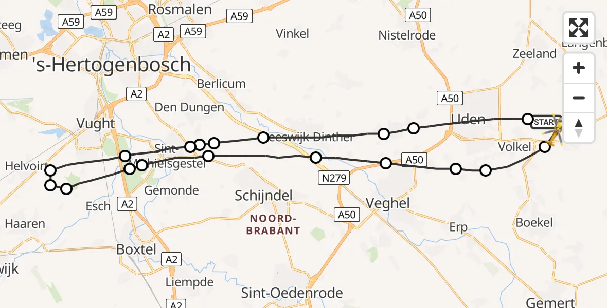 Vluchtroute Traumahelikopter Vliegbasis Volkel - Vliegbasis Volkel, 05 augustus 2022, 18:10