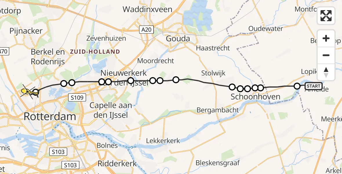 Routekaart van de vlucht: Lifeliner 2 naar Rotterdam The Hague Airport