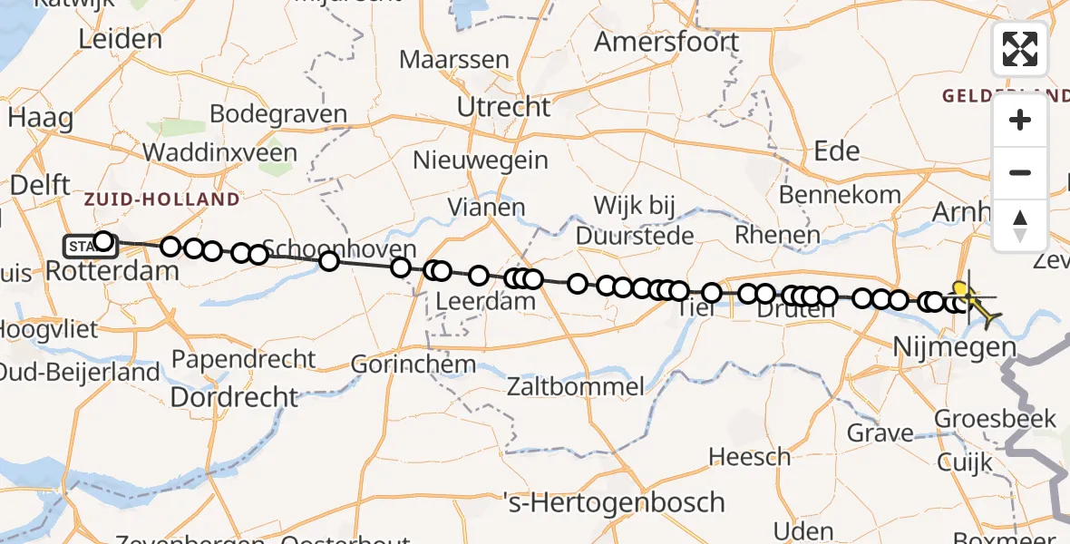 Routekaart van de vlucht: Lifeliner 2 naar Bemmel