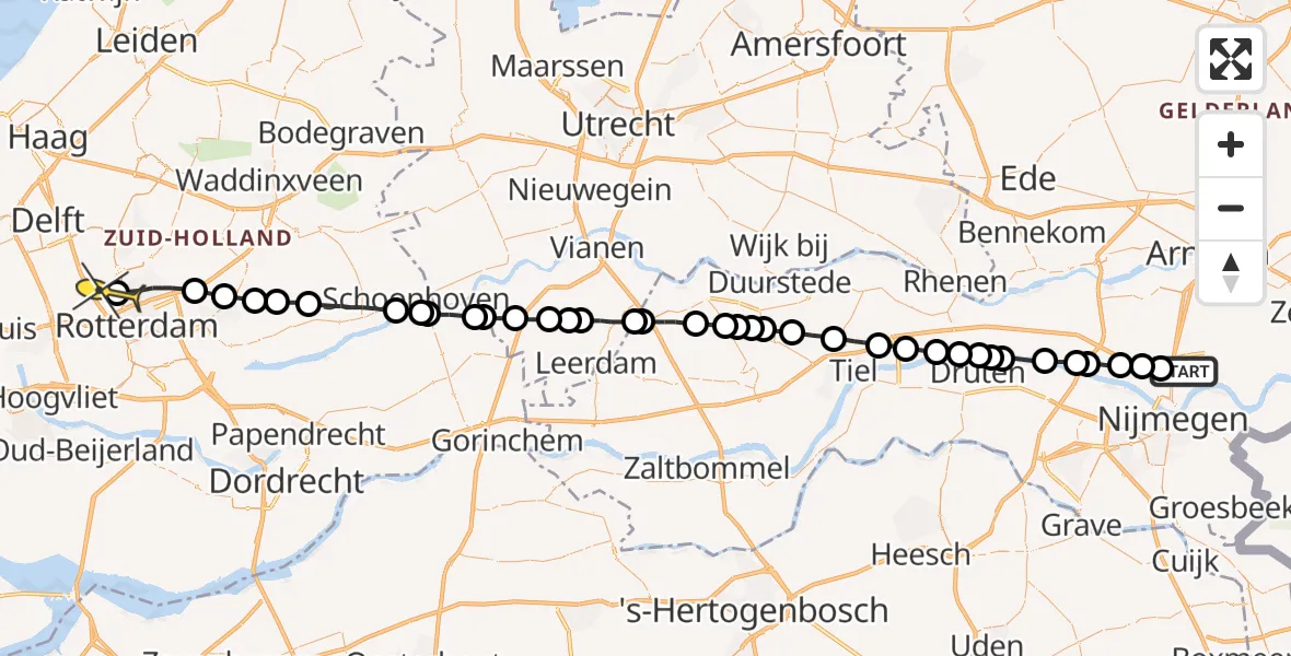 Routekaart van de vlucht: Lifeliner 2 naar Rotterdam The Hague Airport