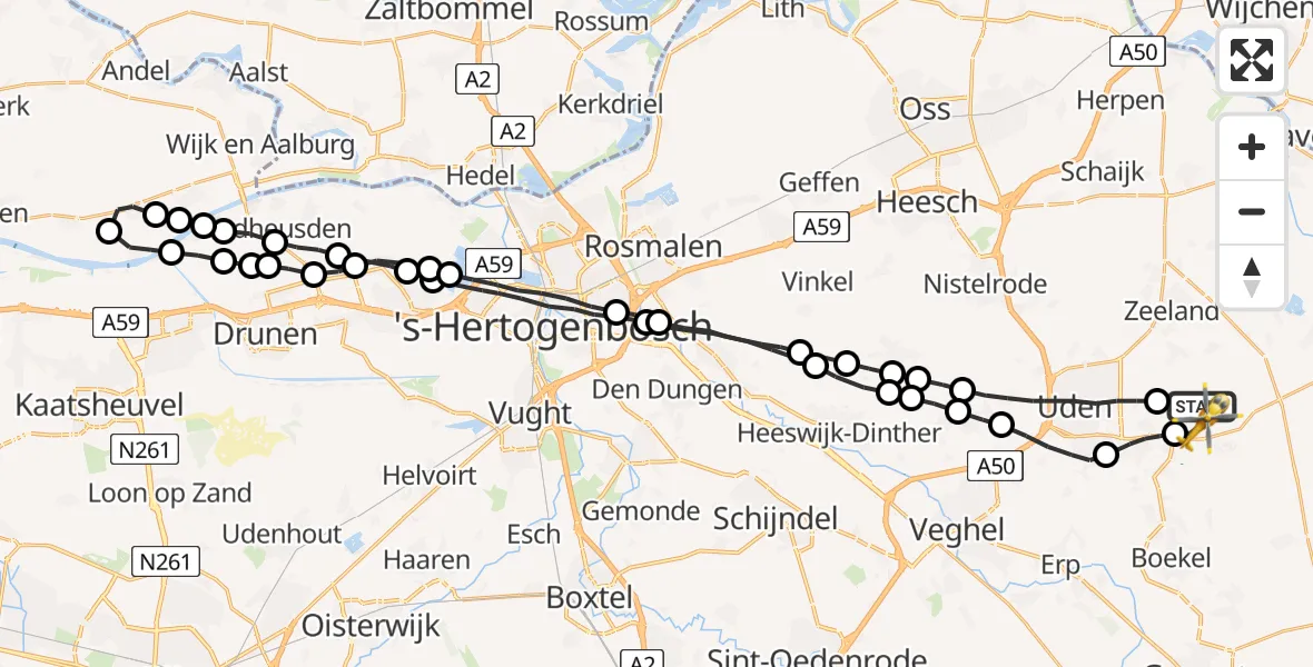 Vluchtroute Traumahelikopter Vliegbasis Volkel - Vliegbasis Volkel, 06 augustus 2022, 13:57