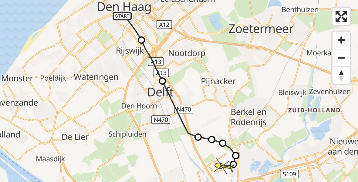 Routekaart van de vlucht: Lifeliner 2 naar Rotterdam The Hague Airport