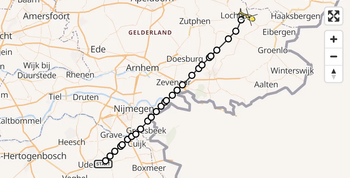 Routekaart van de vlucht: Lifeliner 3 naar Lochem