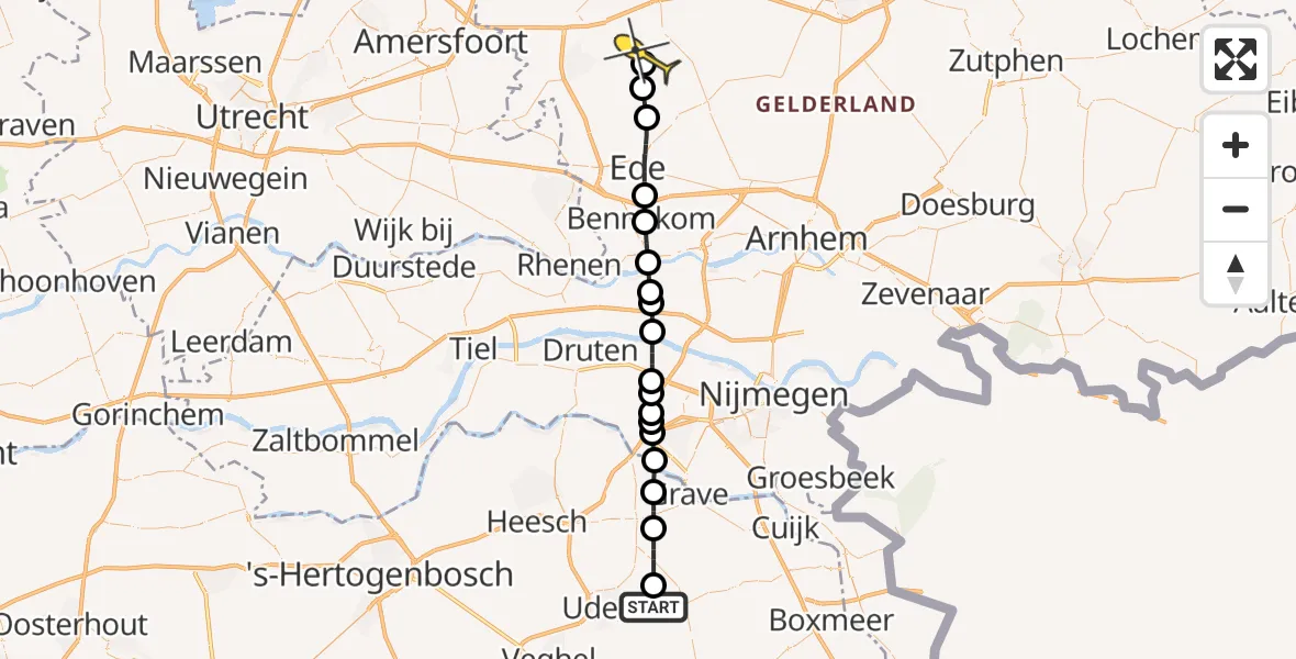 Routekaart van de vlucht: Lifeliner 3 naar Kootwijkerbroek