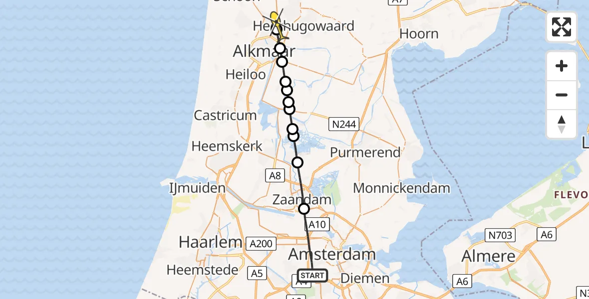 Routekaart van de vlucht: Lifeliner 1 naar Sint Pancras