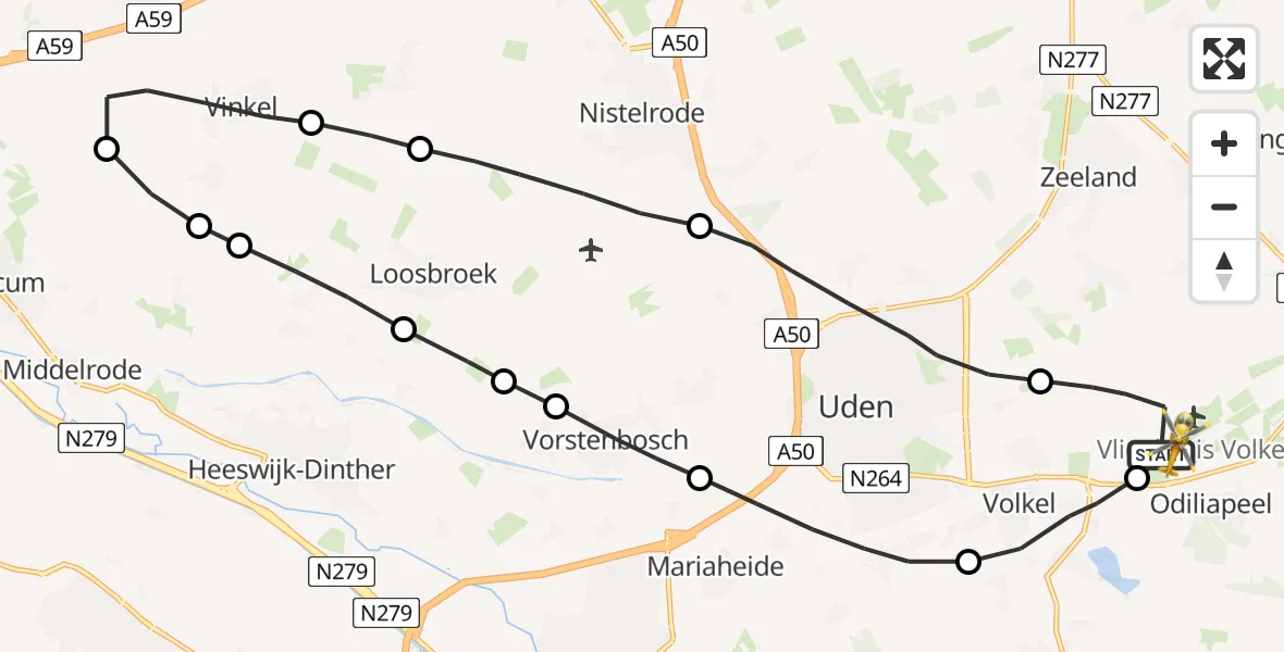Vluchtroute Traumahelikopter Vliegbasis Volkel - Vliegbasis Volkel, 06 augustus 2022, 19:06