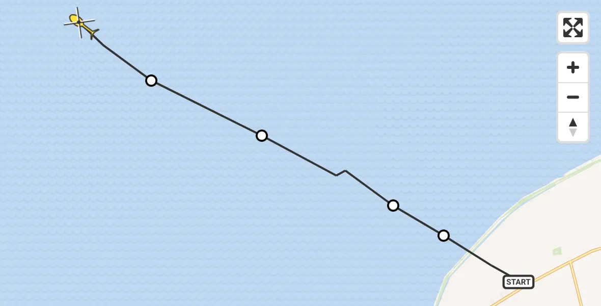 Routekaart van de vlucht: Ambulanceheli naar Oosterend