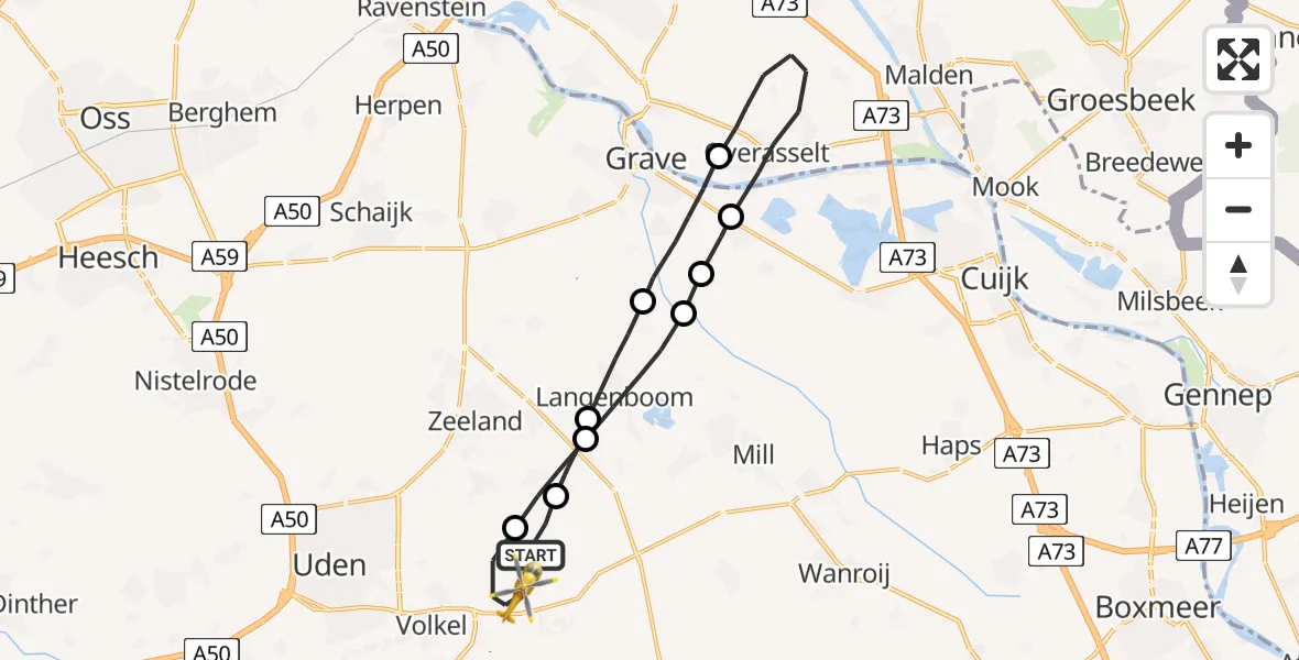 Vluchtroute Traumahelikopter Vliegbasis Volkel - Vliegbasis Volkel, 06 augustus 2022, 20:20